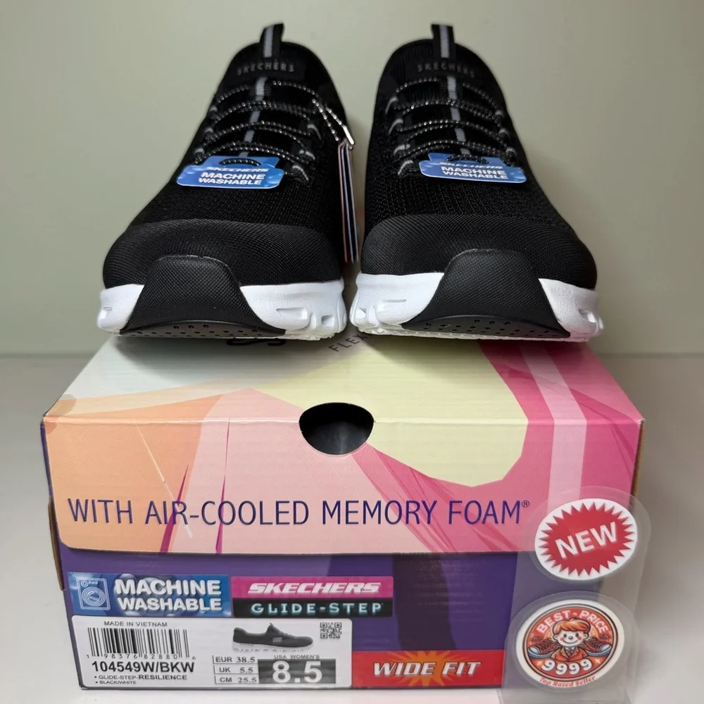 Skechers - Size 8.5 Wide - Glide-Step - Resilience Pull on Black - New - Picture 4 of 9